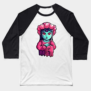 Faceless Pink-Haired Character - Unique Artistic Design Baseball T-Shirt